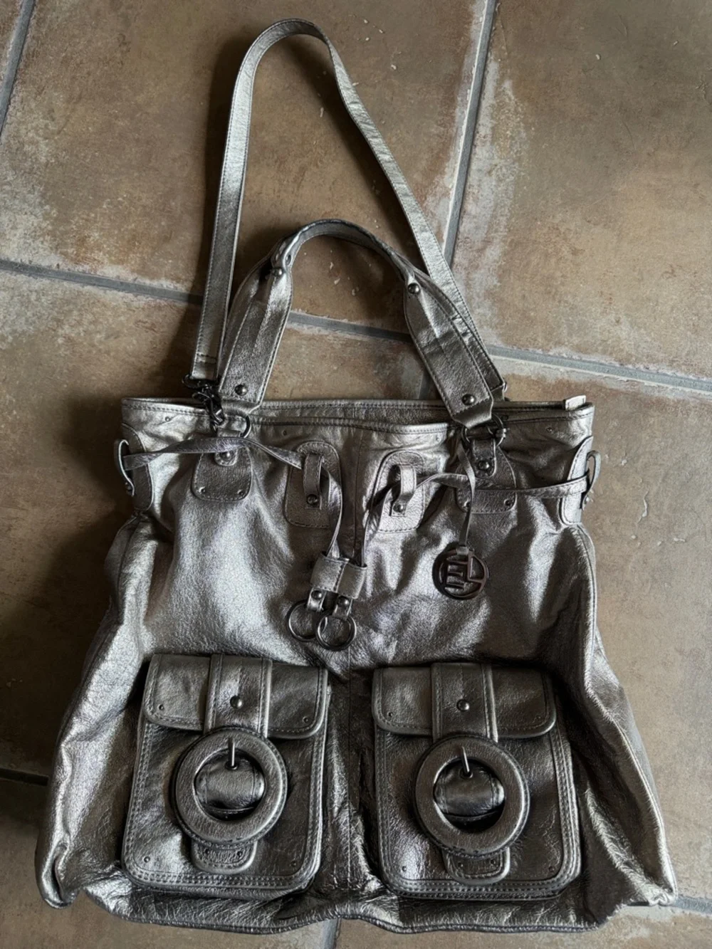 Elliott Lucca “ Estella “ Metallic Leather All Carry Handbag